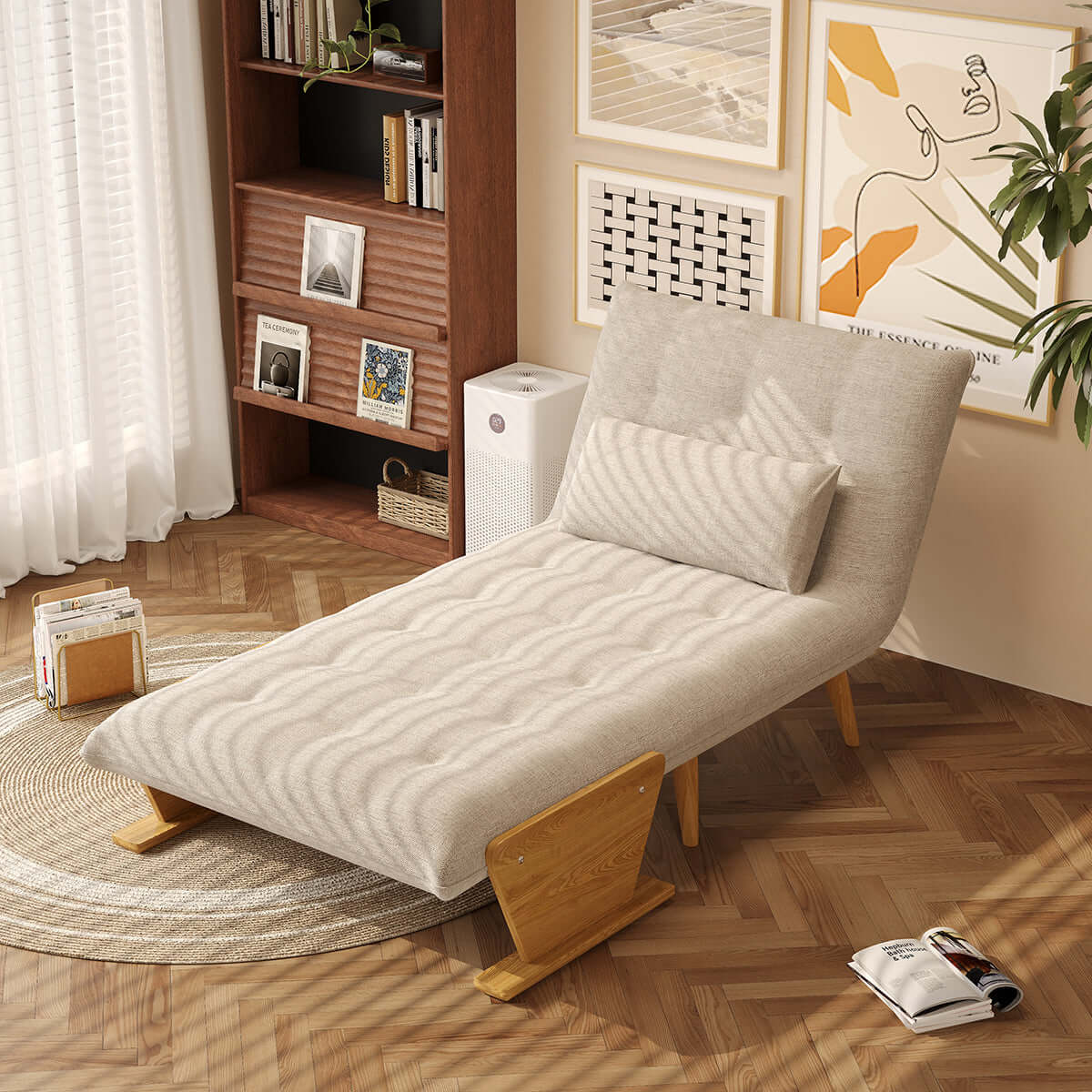 3-in-1 folding sofa chair bed with armrests, available in three sizes for versatile seating and sleeping