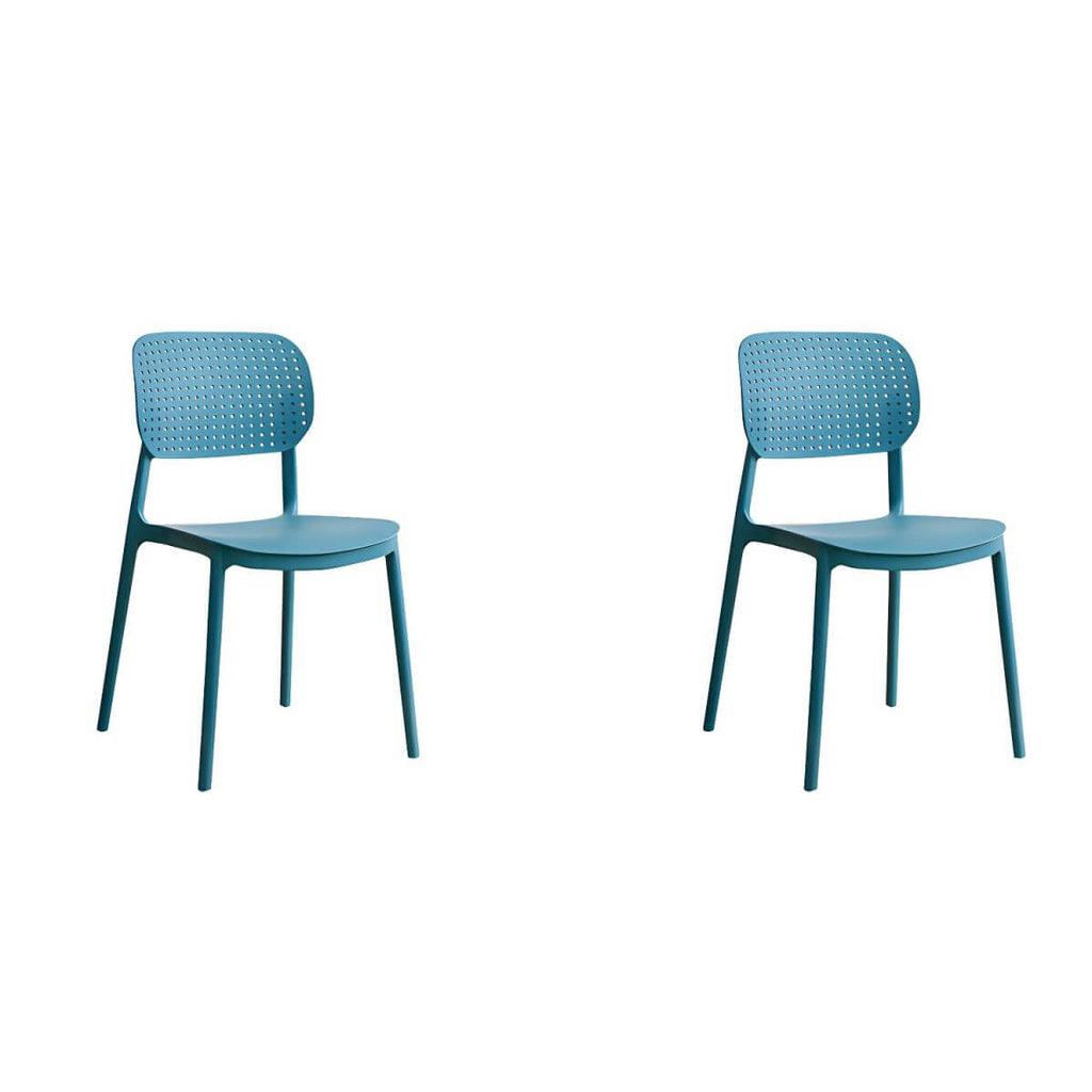 Stackable Scandinavian style plastic and acrylic side chair with low back for dining
