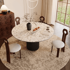 Chic Round Terrazzo Dining Table – Durable Design for Home Gatherings