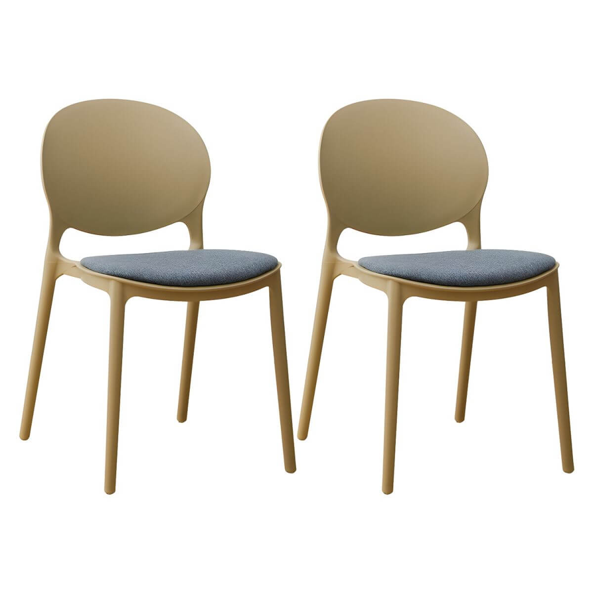 Scandinavian plastic dining chair with open back and four legs, ideal for home use