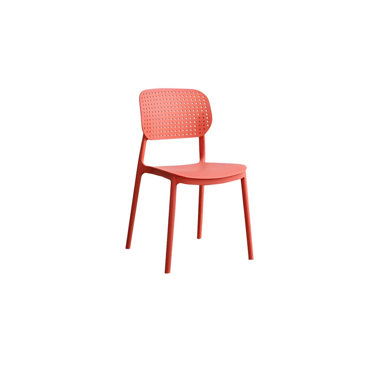 Stackable Scandinavian style plastic and acrylic side chair with low back for dining