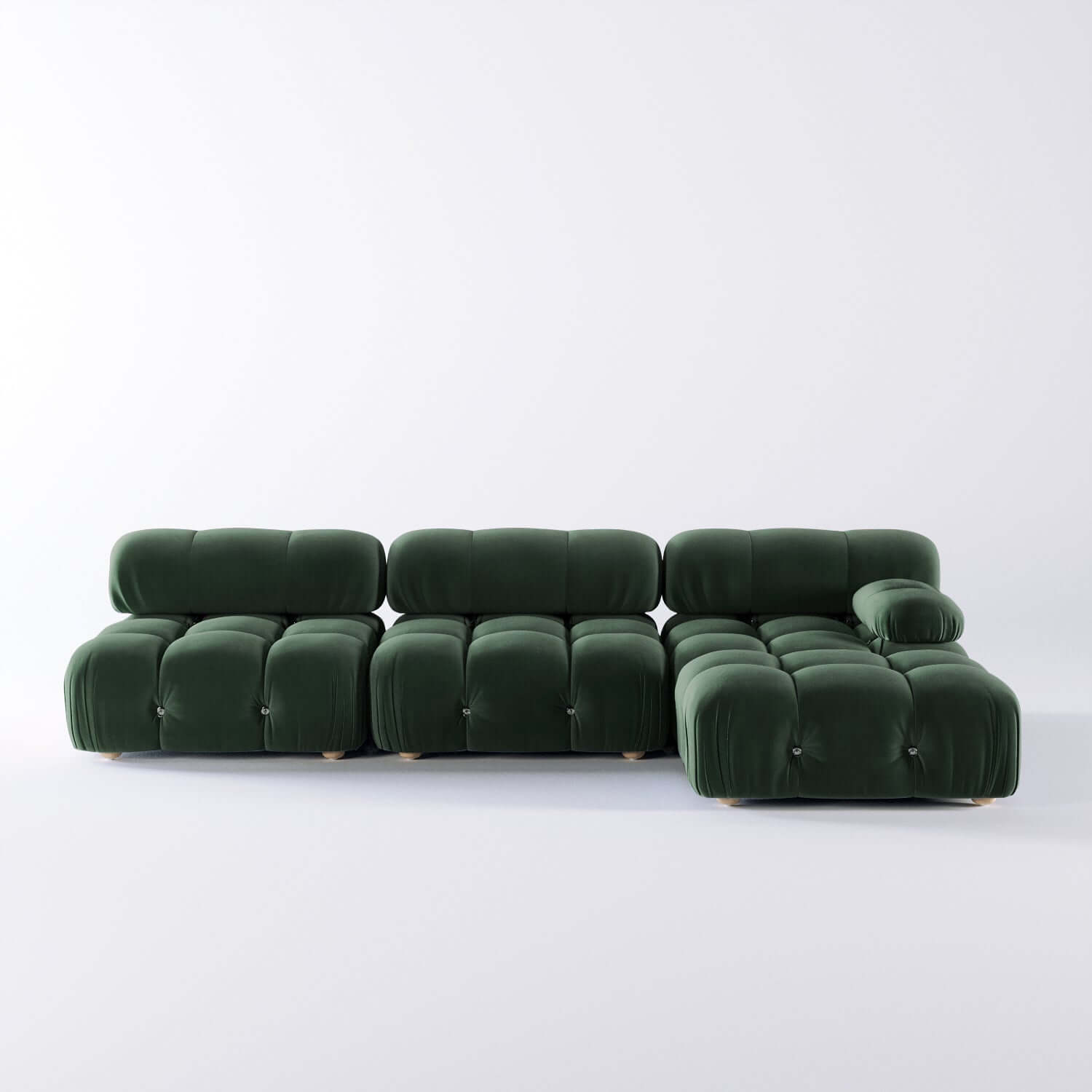 Velvet 3-seater sofa with left or right hand facing chaise, perfect for stylish living rooms
