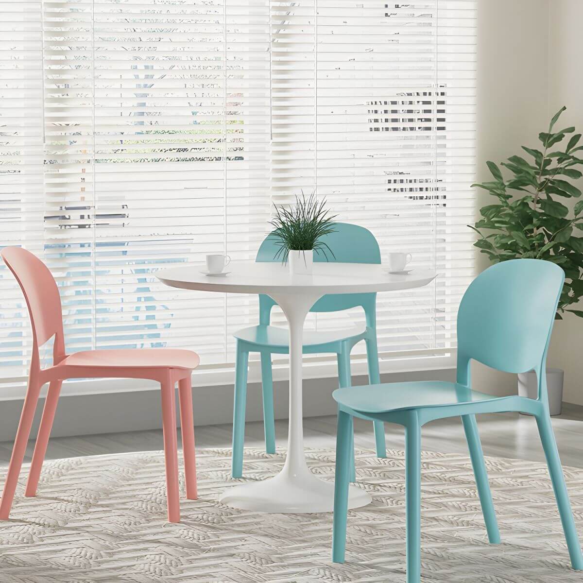 Stackable Nordic dining chair with acrylic legs and ergonomic backrest for modern dining rooms