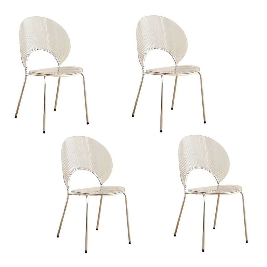 Scandinavian style stackable armless side chair made of plastic and acrylic for dining