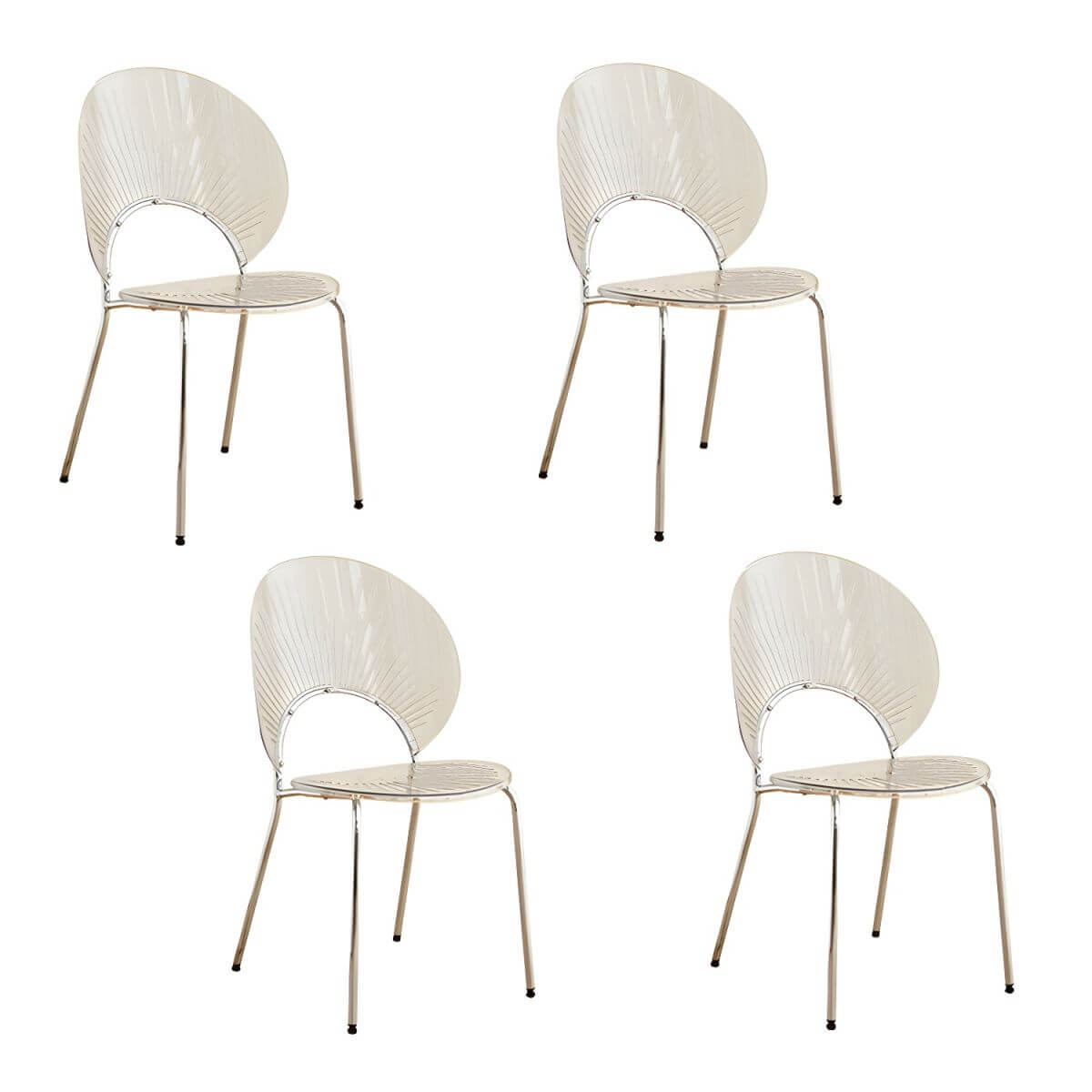 Scandinavian style stackable armless side chair made of plastic and acrylic for dining