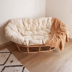 Natural Rattan Papasan Chair - Cozy Lounge Sofa