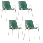 Scandinavian stackable kitchen chair with plastic and acrylic seat and metal legs