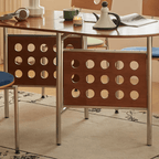 Retro-style dining table with smooth edges, perfect for family meals and work