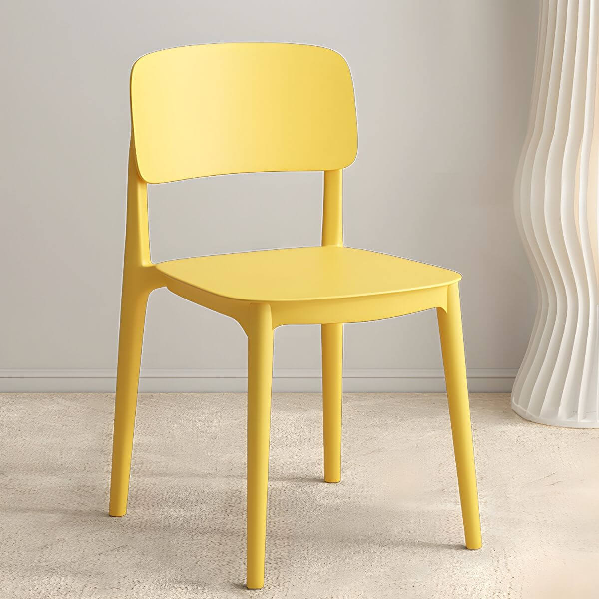 Scandinavian style stackable plastic and acrylic side chair for kitchen and dining