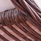 Metal upholstered porch swing egg chair with stand and chain, seating for two in cocoa and cream colors