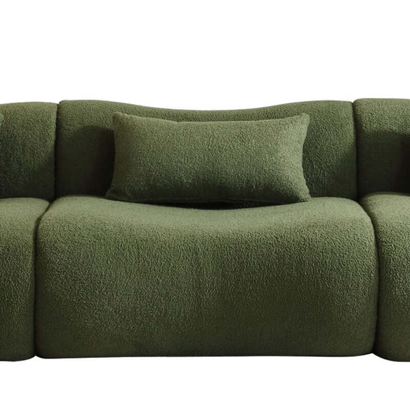 Modern sectional sofa upholstered in soft teddy velvet fabric with modular design