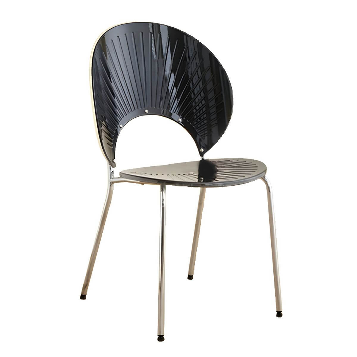 Scandinavian style stackable armless side chair made of plastic and acrylic for dining