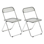 Scandinavian style dining chair with silver metal legs and plastic acrylic seat