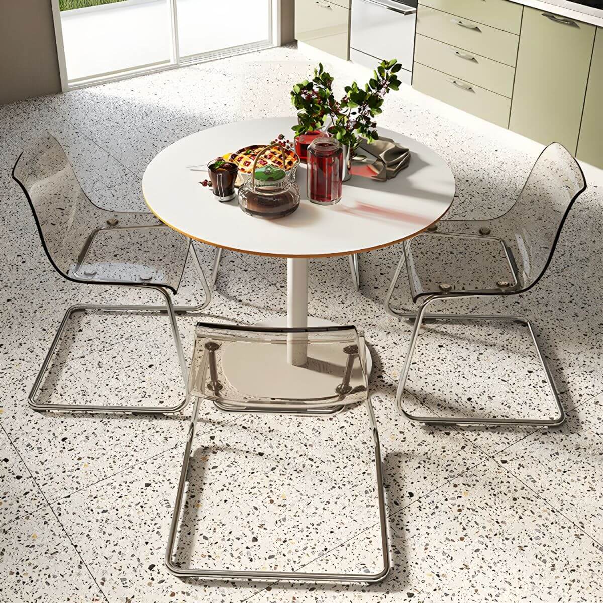 Scandinavian style plastic and acrylic dining side chair with silver legs, non-upholstered design main product image Hauptbild