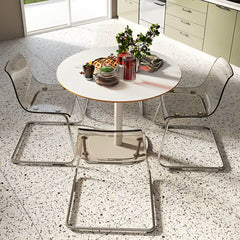 Scandinavian Style Plastic & Acrylic Side Chair Silver Legs Non-Upholstered Chair Dining Chairs
