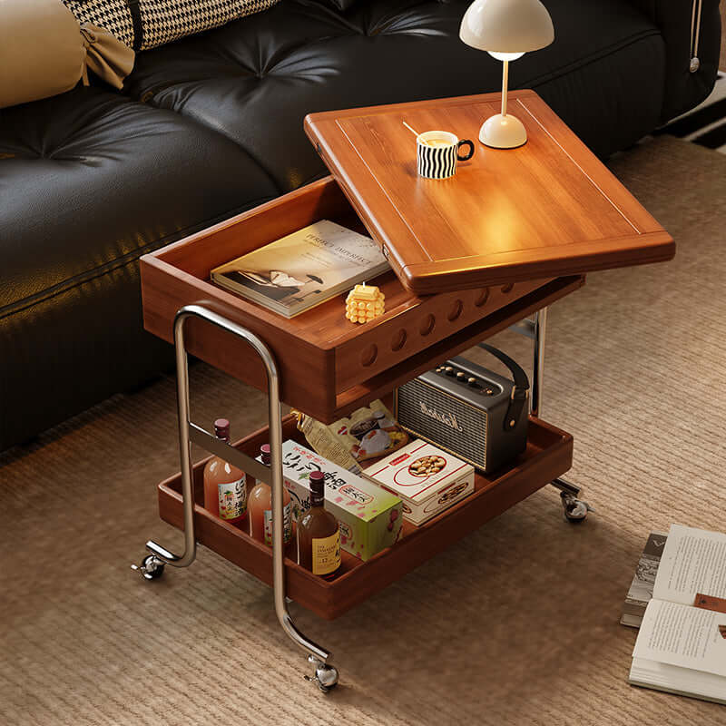 Movable coffee table with storage, transformable into a mini dining table for versatile use