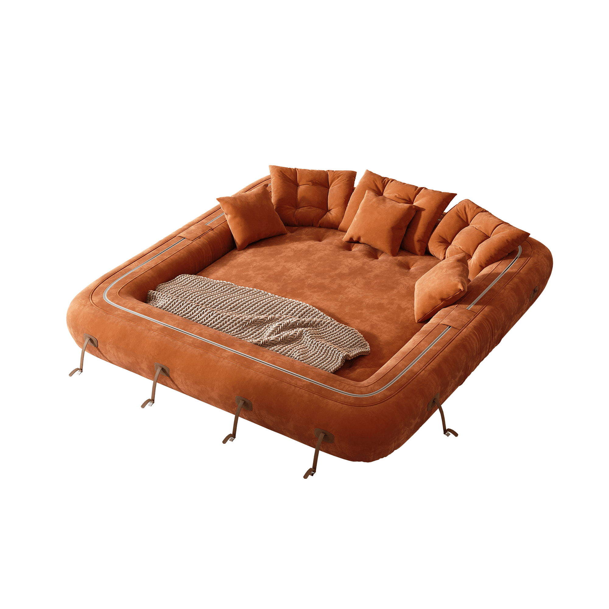 Velvet folding floor sleeper sofa bed with pet-friendly bean bag style design