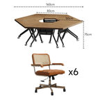 Portable conference table with 360-degree silent wheels for dynamic work environments