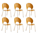 Stackable Scandinavian style dining chair with plastic seat, acrylic back, and silver legs