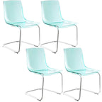 Scandinavian style plastic and acrylic dining side chair with silver legs, non-upholstered design