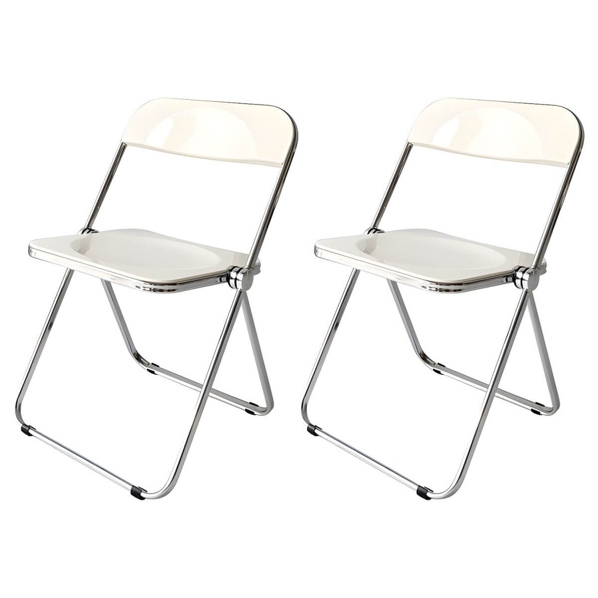 Contemporary acrylic folding armless chair with open back, ideal for dining rooms
