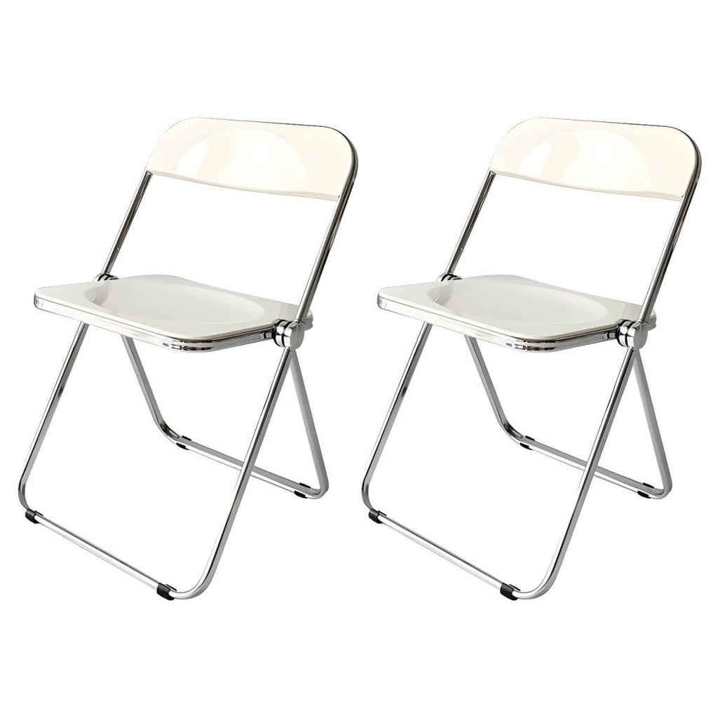 Contemporary acrylic folding armless chair with open back, ideal for dining rooms