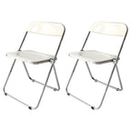 Contemporary acrylic folding armless chair with open back, ideal for dining rooms