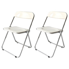Contemporary Acrylic Open Back Folding Armless Chair for Dining Room Dining Chairs