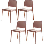 Scandinavian plastic and acrylic dining chair with low backrest and armless design