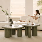 Green terrazzo coffee table set with modern design for stylish living rooms