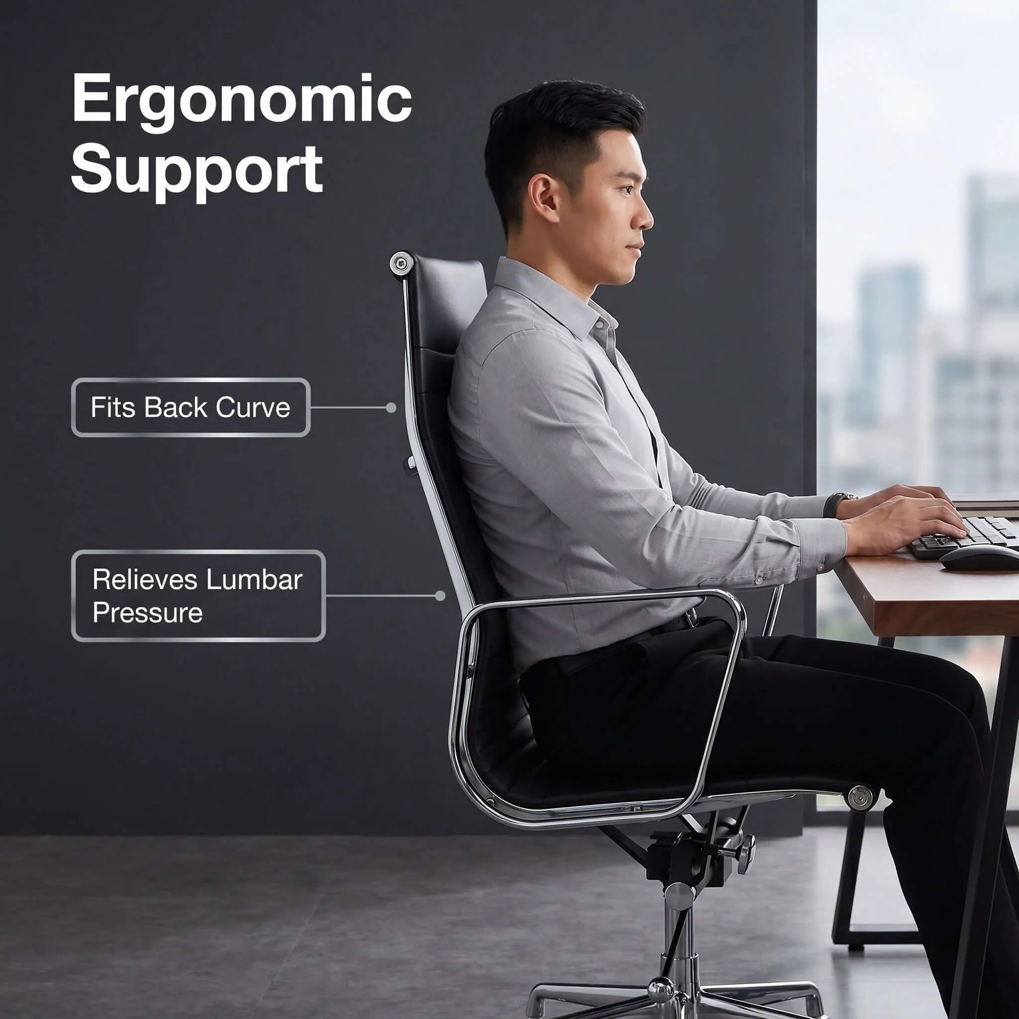 Eames-Style Aluminum Executive Office Chair