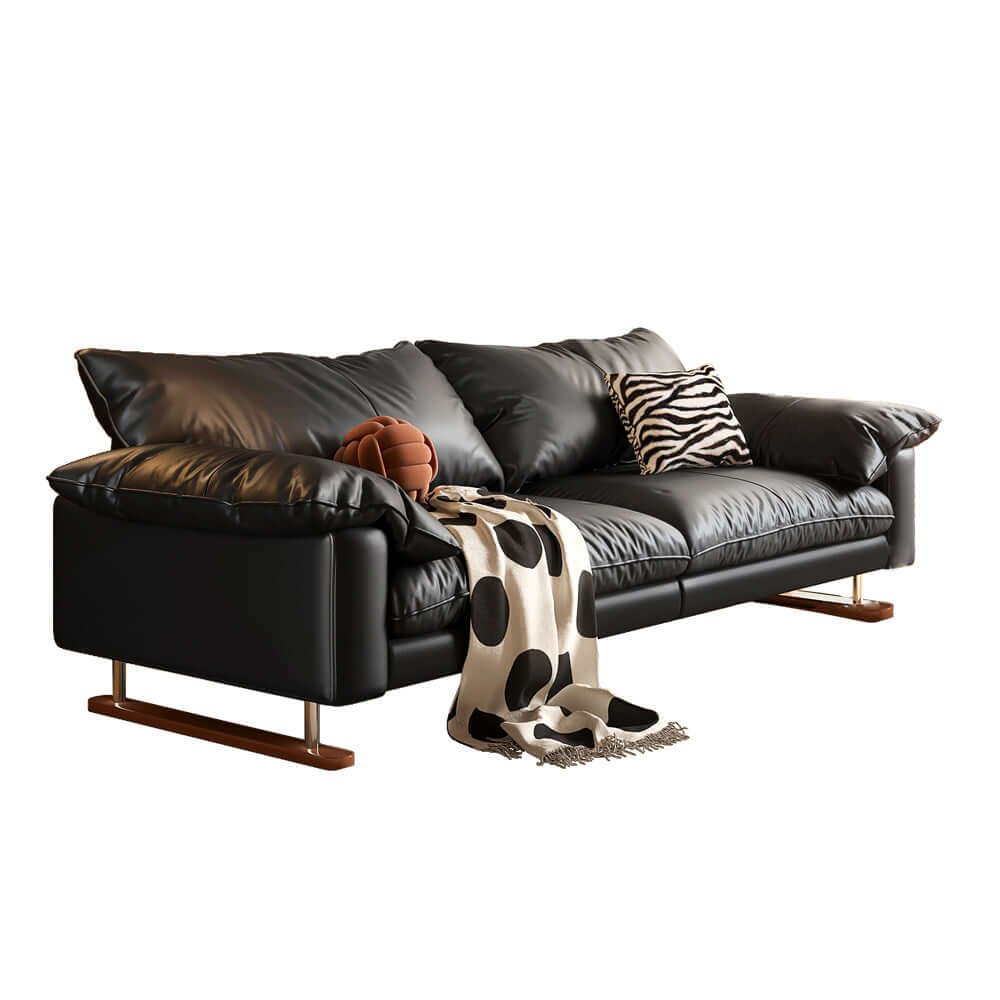 Vintage style faux leather sofa measuring 86.61 inches, perfect for living room seating