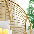 Silver and Aurous stainless alloy porch swing with stand, cushions, and chain for outdoor comfort