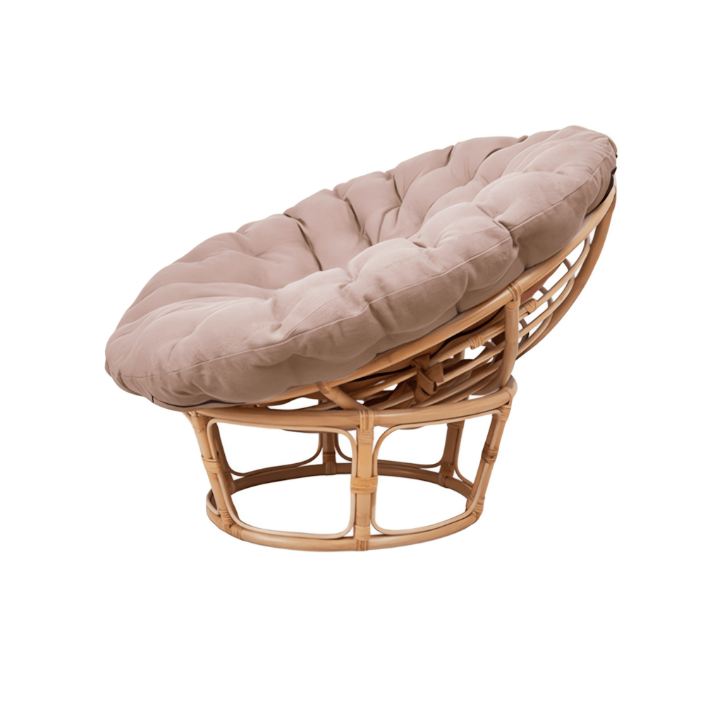 Cozy natural rattan papasan chair available in single or double size for comfortable lounging