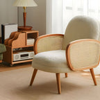 Contemporary wooden sofa with stain-resistant polyester upholstery for living room