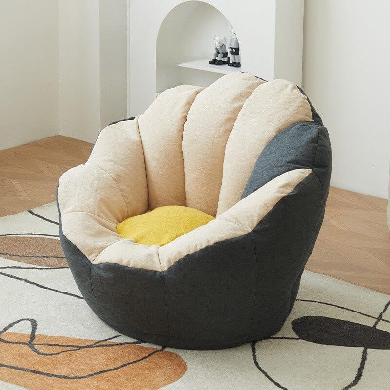 Lemon color cotton blend Papasan chair with slipcover and sewn pillow back accent