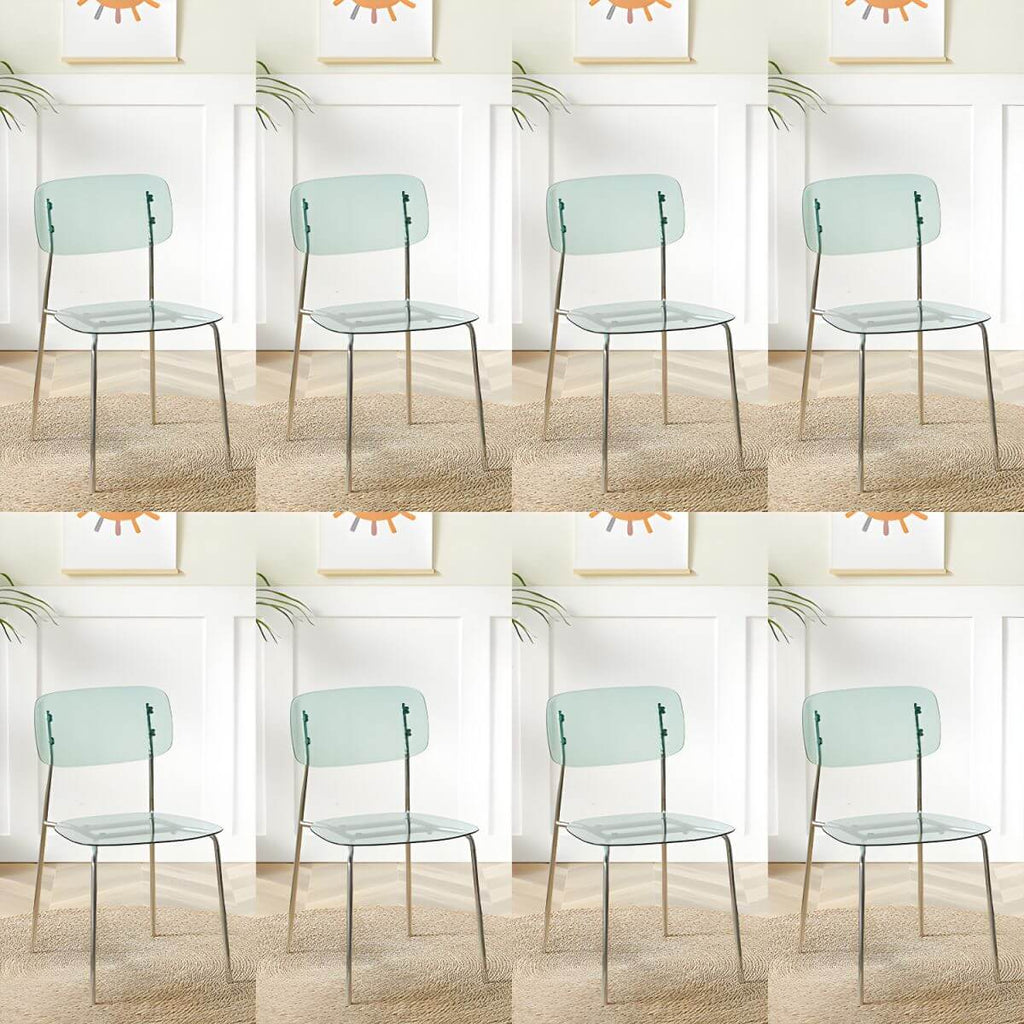 Transparent acrylic dining chair with modern design, perfect for living room and kitchen seating