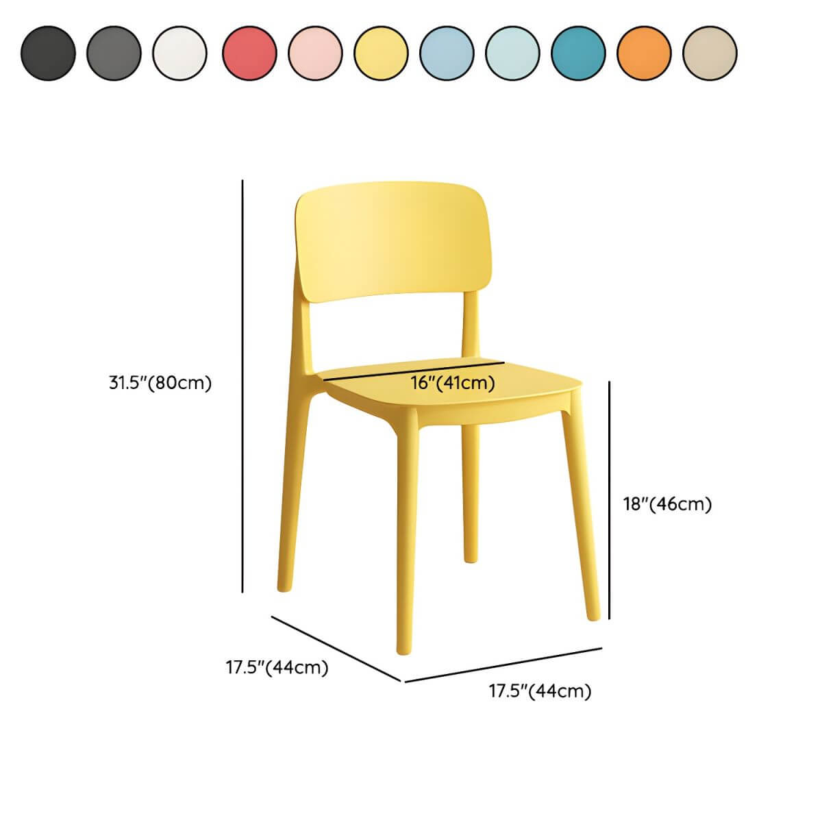 Scandinavian style stackable plastic and acrylic side chair for kitchen and dining