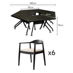 Sleek Black Folding Conference Table with 360° Casters - Ideal for Dynamic Workspaces