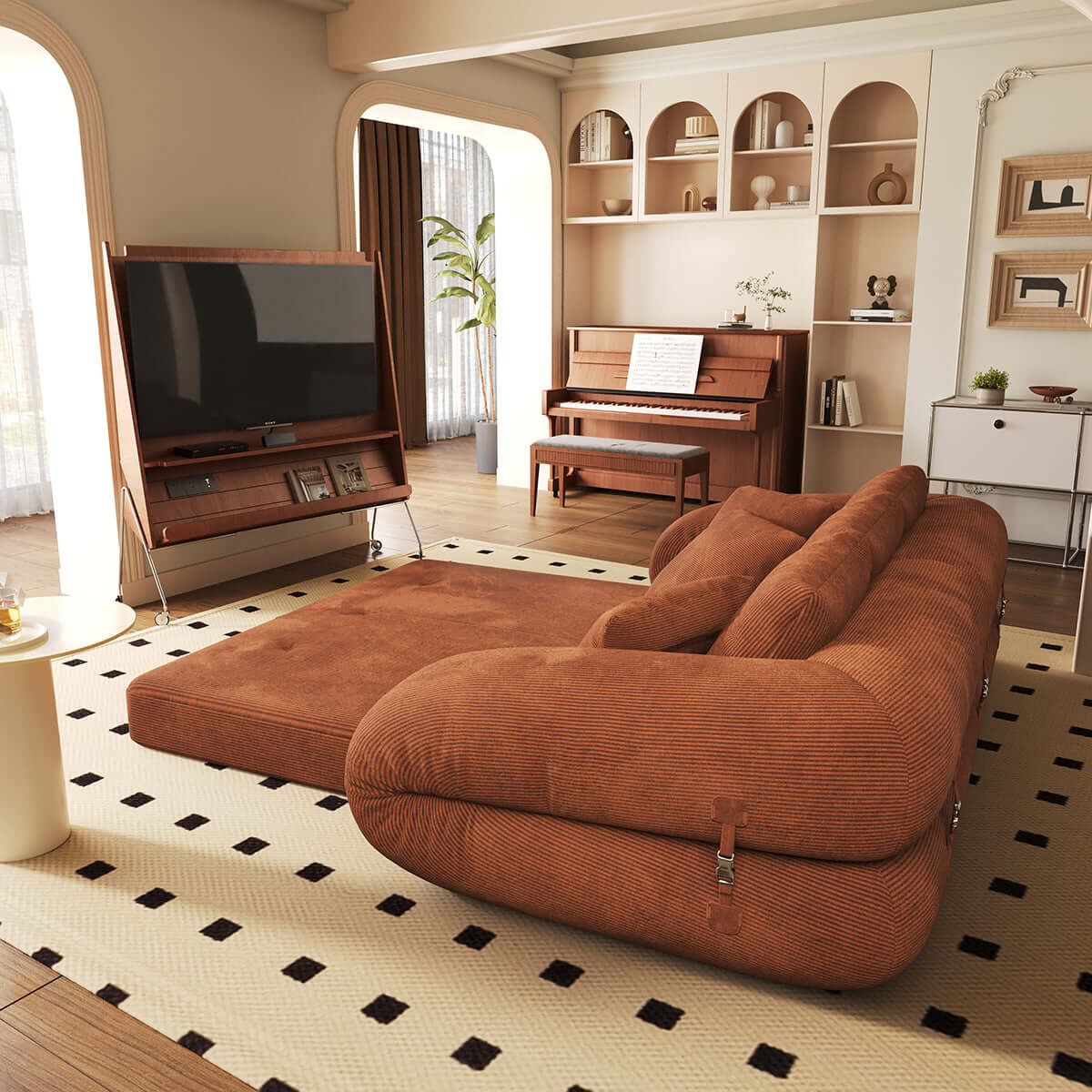 Cocochairs Corduroy Folding Sofa Bed – Pet-Friendly Floor Couch for Pets & People