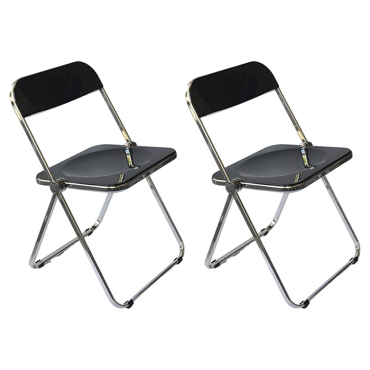 Scandinavian style dining chair with silver metal legs and plastic acrylic seat