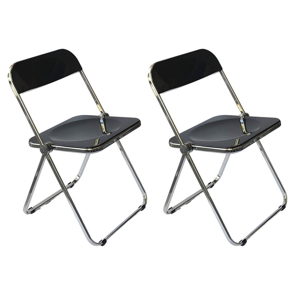 Scandinavian style dining chair with silver metal legs and plastic acrylic seat