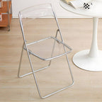 Modern collapsible open back side chair made of plastic and acrylic, ideal for kitchen and dining areas