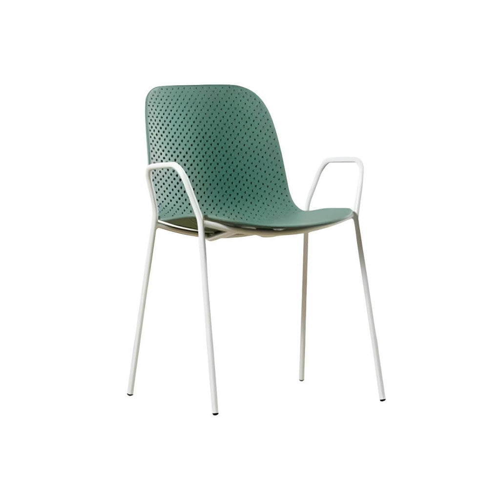 Scandinavian stackable kitchen chair with plastic and acrylic seat and metal legs