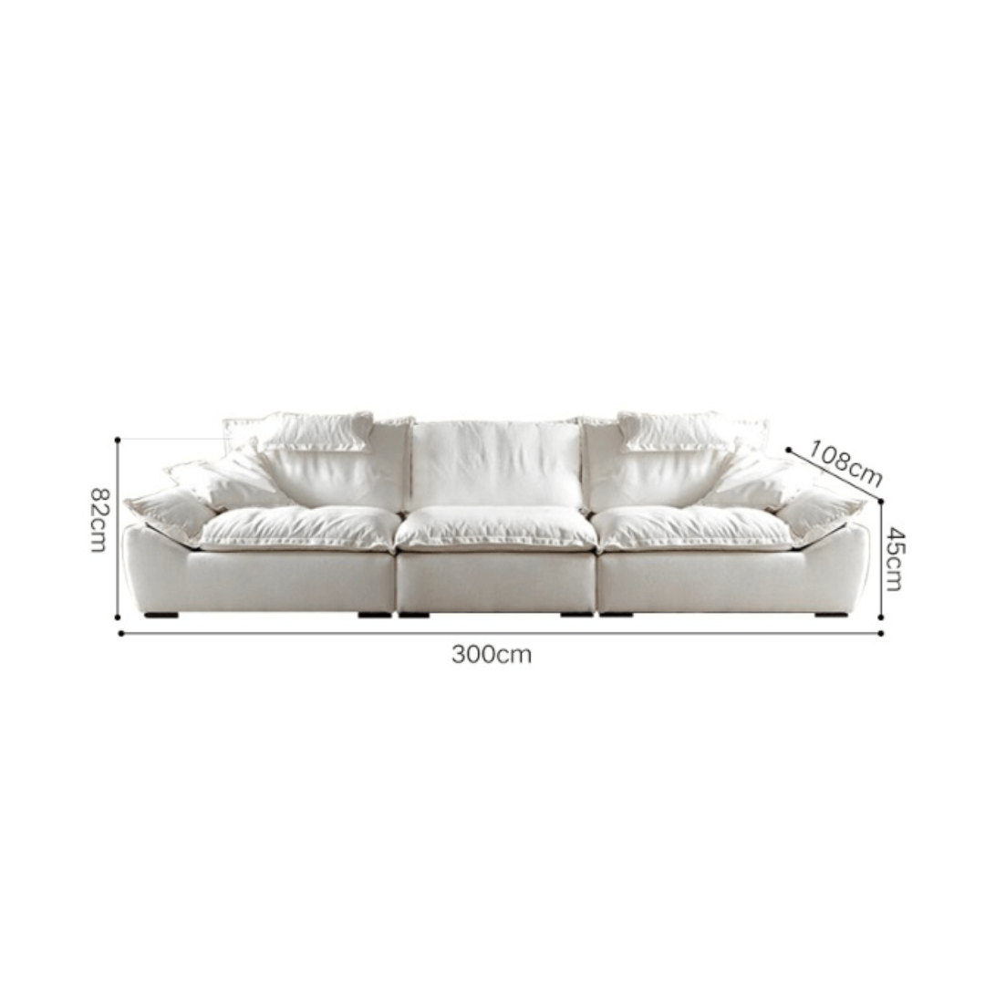 Ultra wide deep cream sailboat sofa with luxury modern minimalist design