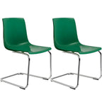 Scandinavian style plastic and acrylic dining side chair with silver legs, non-upholstered design