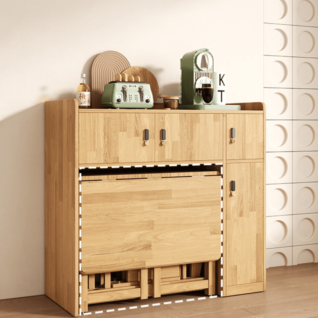 Scandinavian-inspired folding table designed to save space, ideal for family meals and gatherings