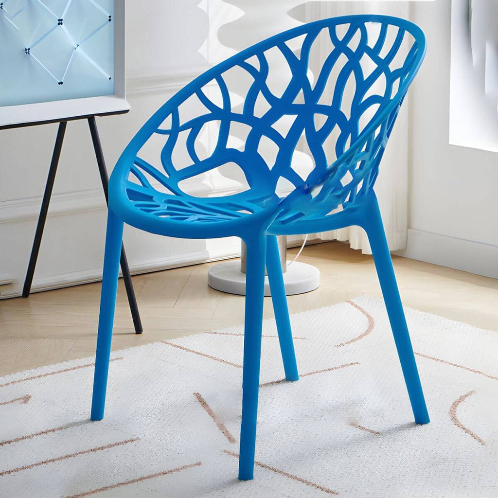Scandinavian style sloped arm chair made of plastic and acrylic, ideal for kitchen and dining areas