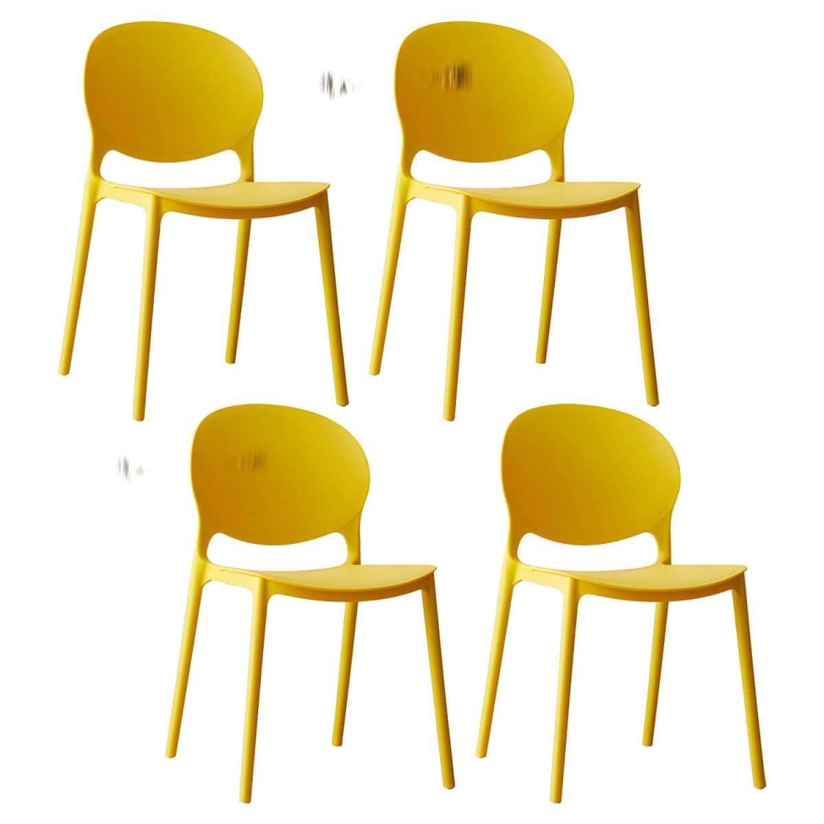 Scandinavian plastic dining chair with open back and four legs, ideal for home use
