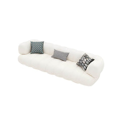Scandinavian Fabric Sofa Biscuit Back Tuxedo Arm Sofa in White Sofa
